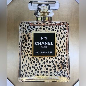 Chanel No. 5 Eau Première Art Print - Gold and Black Leopard